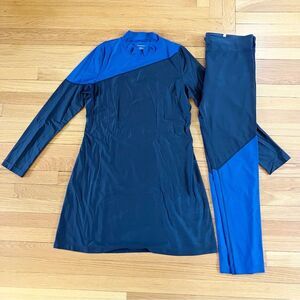 Summersalt Blue Black Sun Shield Swim Tunic & Leggings Bathing Suit Large